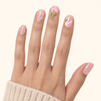 Petal Ballet – Pink Swan & Tulip Press-On Nails · Short Round